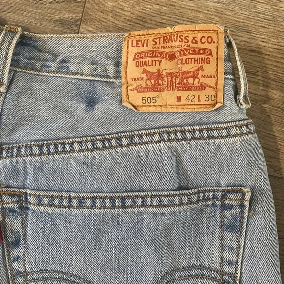 Levi's vintage 505 Blue Jean Shorts with Frayed Hem - Picture 7 of 10